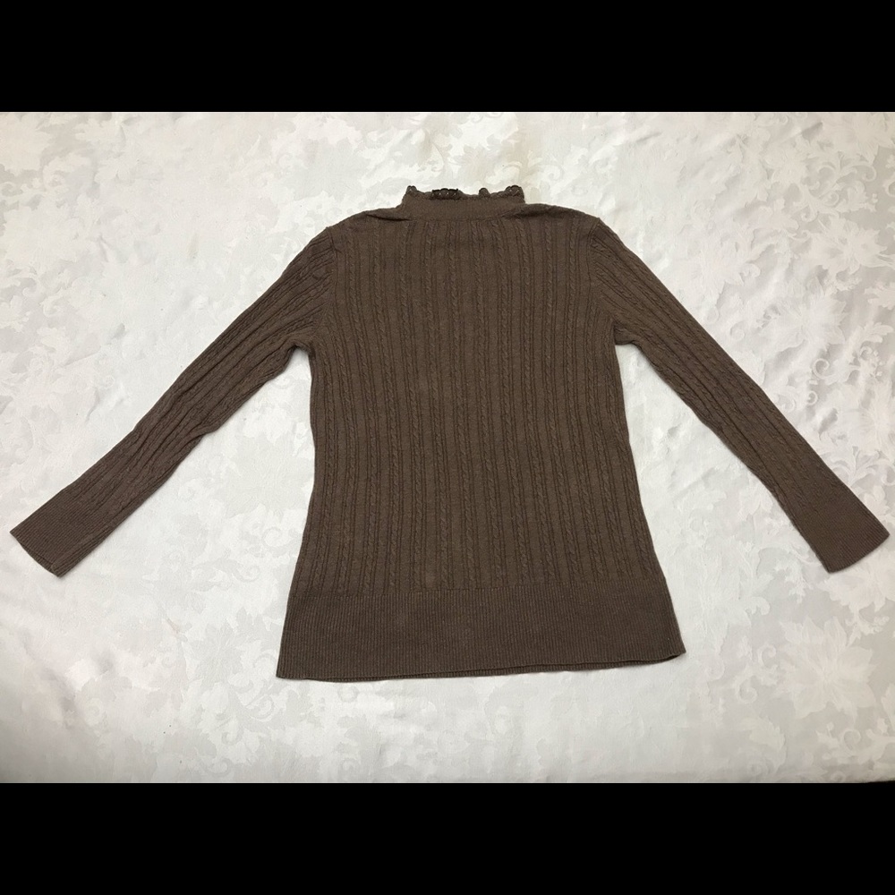 Eddie Bauer Sweater Ribbed Coiled Rope Knit Ruffle - Picture 8 of 9